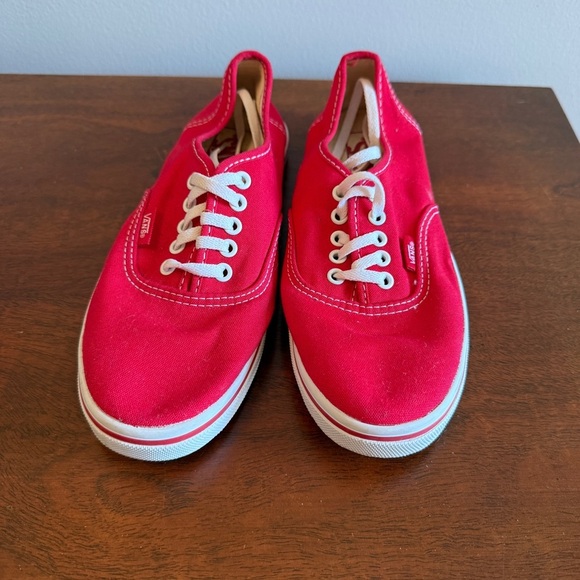 Vans Red Canvas Sneakers Low-Top Style - Picture 3 of 4